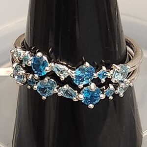 RBP5210 Height of Elegance Aquamarine Cubic Zirconia NWT 2 Seperate twin bands